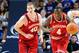 Jan 7, 2013; University Park, PA, USA; Indiana Hoosiers guard Victor Oladipo (4) dribbles the ball up court in front of forward Cody Zeller (40) and Penn State Nittany Lions forward Sasa Borovnjak (21) during the second half at the Bryce Jordan Center. Indiana defeated Penn State 74-51. Mandatory Credit: Rich Barnes-USA TODAY Sports