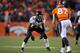 DENVER, CO - JANUARY 12: Cary Williams #29 of the Baltimore Ravens lines up on defense against Eric Decker #87 of the Denver Broncos during the AFC Divisional Playoff Game at Sports Authority Field at Mile High on January 12, 2013 in Denver, Colorado. The Ravens won 38-35 in 2 overtimes. (Photo by Dustin Bradford/Getty Images)