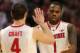 CHICAGO, IL - MARCH 16: Deshaun Thomas #1 and Aaron Craft #4 of the Ohio State Buckeyes react after scoring against the Michigan State Spartans during a semifinal game of the Big Ten Basketball Tournament at the United Center on March 16, 2013 in Chicago, Illinois. Ohio State defeats Michigan State 61-58. (Photo by Jonathan Daniel/Getty Images)
