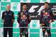 KUALA LUMPUR, MALAYSIA - MARCH 24: Race winner Sebastian Vettel (R) of Germany and Infiniti Red Bull Racing, second placed Mark Webber (C) of Australia and Infiniti Red Bull Racing and Infiniti Red Bull Racing Chief Technical Officer Adrian Newey (L) react on the podium following the Malaysian Formula One Grand Prix at the Sepang Circuit on March 24, 2013 in Kuala Lumpur, Malaysia. (Photo by Mark Thompson/Getty Images)