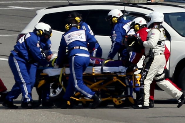 Hamlin Hospitalized Overnight After Crash