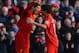 LIVERPOOL, ENGLAND - MARCH 10: Luis Suarez of Liverpool celebrates his goal to make it 1-0 with Philippe Coutinho during the Barclays Premier League match between Liverpool and Tottenham Hotspurs at Anfield on March 10, 2013 in Liverpool, England. (Photo by Michael Regan/Getty Images)