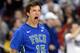Mar 24, 2013; Philadelphia, PA, USA; Florida Gulf Coast forward Filip Cvjeticanin (15) celebrates in the final moments of an 81-77 win over San Diego State in the second half during the third round of the NCAA basketball tournament at Wells Fargo Center. Mandatory Credit: Eileen Blass-USA TODAY Sports