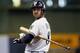 MILWAUKEE, WI - SEPTEMBER 30: Ryan Braun #8 of the Milwaukee Brewers steps up to the plate to bat against the Houston Astros at Miller Park on September 30, 2012 in Milwaukee, Wisconsin. The Astros defeated the Brewers 7 - 0. (Photo by Mark Hirsch/Getty Images)