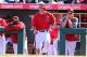 TEMPE, AZ - FEBRUARY 27: Mike Trout #27 of the Los Angeles Angels steps from the dugout during the spring training game against the San Francisco Giants at Tempe Diablo Stadium on February 27, 2013 in Tempe, Arizona. (Photo by Christian Petersen/Getty Images)