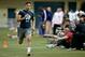 Mar 26, 2013; South Bend, IN, USA; Notre Dame Fighting Irish former player Manti Te'o participates in drills during Notre Dame pro day at the Loftus Center. Mandatory Credit: Matt Cashore-USA TODAY Sports