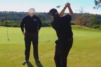 Video: Phil Mickelson Hits Flop Shot over Roger Cleveland