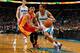 NEW ORLEANS, LA - JANUARY 09: Brian Roberts #22 of the New Orleans Hornets drives the ball around Jeremy Lin #7 of the Houston Rockets at New Orleans Arena on January 9, 2013 in New Orleans, Louisiana. NOTE TO USER: User expressly acknowledges and agrees that, by downloading and or using this photograph, User is consenting to the terms and conditions of the Getty Images License Agreement. (Photo by Chris Graythen/Getty Images)