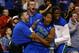 PHILADELPHIA, PA - MARCH 24: Sherwood Brown #25 of the Florida Gulf Coast Eagles celebrates with teammates on the bench in the second half while taking on the San Diego State Aztecs during the third round of the 2013 NCAA Men's Basketball Tournament at Wells Fargo Center on March 24, 2013 in Philadelphia, Pennsylvania. (Photo by Elsa/Getty Images)