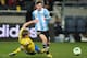 STOCKHOLM, SWEDEN - FEBRUARY 06: Ramus Elm of Sweden battles with Lionel Messi of Argentina during the International Friendly match between Sweden and Argentina at the Friends Arena on February 6, 2013 in Stockholm, Sweden. (Photo by Jamie McDonald/Getty Images)