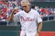 PHILADELPHIA - AUGUST 11: Former Philadelphia Phillie Tim McCarver walks off the mound after throwing out the ceremonial first pitch before a game between the Philadelphia Phillies and the St. Louis Cardinals at Citizens Bank Park on August 11, 2012 in Philadelphia, Pennsylvania. The Cardinals won 4-1. (Photo by Hunter Martin/Getty Images)