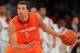 Mar 16, 2013; New York, NY, USA; Syracuse Orange guard Michael Carter-Williams (1) controls the ball against the Louisville Cardinals during the second half of the championship game of the Big East tournament at Madison Square Garden. Mandatory Credit: Brad Penner-USA TODAY Sports