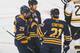 BUFFALO, NY - NOVEMBER 20: Tim Connolly #19 of the Buffalo Sabres talks with teammates Drew Stafford #21 and Jason Pominville #29 during the game against the Boston Bruins at HSBC Arena on November 20, 2009 in Buffalo, New York. (Photo by Rick Stewart/Getty Images)