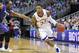 Mar 16, 2013; Kansas City, MO, USA; Kansas Jayhawks guard Ben McLemore (23) drives to the basket against the Kansas State Wildcats in the second half during the championship game of the Big 12 tournament at the Sprint Center. Kansas defeated Kansas State 70-54. Mandatory Credit: Peter G. Aiken-USA TODAY Sports