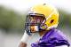 August 2, 2012; Baton Rouge, LA, USA; LSU Tigers cornerback Tyrann Mathieu (7) during the fall camp practice at the Charles McClendon Practice Facility. Mandatory Credit: Derick E. Hingle-USA TODAY Sports