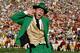 SOUTH BEND, IN - OCTOBER 15: The Leprechaun, the University of Notre Dame Fighting Irish mascot, performs during the game against the University of Southern California Trojans on October 15, 2005 at Notre Dame Stadium in South Bend, Indiana. USC defeated Notre Dame 34-31. (Photo by Jonathan Daniel/Getty Images)