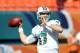 Nov.25, 2012; Miami, FL, USA; Miami Dolphins quarterback Ryan Tannehill (17) warms up prior to a game against the Seattle Seahawks at Sun Life Stadium. Mandatory Credit: Steve Mitchell-USA TODAY Sports