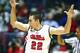 Dec 1, 2012; Oxford, MS, USA; Mississippi Rebels guard Marshall Henderson (22) celebrates during the game against the Rutgers Scarlet Knights at the Tad Smith Coliseum. Mississippi Rebels defeated the Rutgers Scarlet Knights 80-67. Mandatory Credit: Spruce Derden–USA TODAY Sports