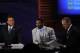 Apr 28, 2011; New York, NY, USA; NFL Network analyst Steve Mariucci (L) analyst Michael Irvin (C) and analyst Mike Mayock (R) during the 2011 NFL Draft at Radio City Music Hall. Mandatory Credit: Howard Smith-USA TODAY Sports