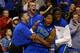 PHILADELPHIA, PA - MARCH 24: Sherwood Brown #25 of the Florida Gulf Coast Eagles celebrates with teammates on the bench in the second half while taking on the San Diego State Aztecs during the third round of the 2013 NCAA Men's Basketball Tournament at Wells Fargo Center on March 24, 2013 in Philadelphia, Pennsylvania. (Photo by Elsa/Getty Images)