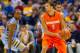 Feb 25, 2013; Milwaukee, WI, USA; Syracuse Orange guard Michael Carter-Williams (1) during the game against the Marquette Golden Eagles at the BMO Harris Bradley Center. Marquette won 74-71. Mandatory Credit: Jeff Hanisch-USA TODAY Sports