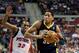 Feb 23, 2013; Auburn Hills, MI, USA; Indiana Pacers small forward Danny Granger (33) drives past Detroit Pistons small forward Khris Middleton (32) during the third quarter at The Palace. Pacers win 90-72. Mandatory Credit: Tim Fuller-USA TODAY Sports