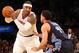 Mar 29, 2013; New York, NY, USA; Charlotte Bobcats shooting guard Jeffery Taylor (44) defends New York Knicks small forward Carmelo Anthony (7) during the third quarter at Madison Square Garden. Knicks won 111-102. Mandatory Credit: Anthony Gruppuso-USA TODAY Sports