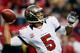 ATLANTA, GA - DECEMBER 30: Josh Freeman #5 of the Tampa Bay Buccaneers passes against the Atlanta Falcons at Georgia Dome on December 30, 2012 in Atlanta, Georgia. (Photo by Kevin C. Cox/Getty Images)