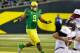 EUGENE, OR - SEPTEMBER 1: Arik Armstead #9 of the Oregon Ducks runs to the ball against the Arkansas State Red Wolves on September 1, 2012 at Autzen Stadium in Eugene, Oregon. Oregon won the game 57-34. (Photo by Craig Mitchelldyer/Getty Images)