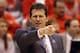 SALT LAKE CITY, UT - MARCH 21: Head coach Steve Alford of the New Mexico Lobos reacts in the second half while taking on the Harvard Crimson during the second round of the 2013 NCAA Men's Basketball Tournament at EnergySolutions Arena on March 21, 2013 in Salt Lake City, Utah. (Photo by Streeter Lecka/Getty Images)