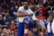 LOS ANGELES, CA - JANUARY 27: DeAndre Jordan #6 of the Los Angeles Clippers reacts from the bench to a Clipper score during a 96-83 win over the Portland Trail Blazers at Staples Center on January 27, 2013 in Los Angeles, California. NOTE TO USER: User expressly acknowledges and agrees that, by downloading and or using this photograph, User is consenting to the terms and conditions of the Getty Images License Agreement. (Photo by Harry How/Getty Images)