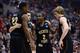 LOS ANGELES, CA - MARCH 30: Malcolm Armstead #2 of the Wichita State Shockers talks with teammates Carl Hall #22, Fred Van Vleet #23 and Ron Baker #31 in the second half while taking on the Ohio State Buckeyes during the West Regional Final of the 2013 NCAA Men's Basketball Tournament at Staples Center on March 30, 2013 in Los Angeles, California. (Photo by Harry How/Getty Images)