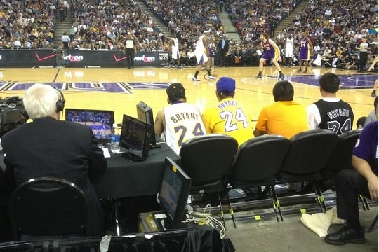 Lakers Fans Sit in Maloofs' Seats at Sacramento Kings Home Game
