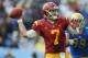 PASADENA, CA - NOVEMBER 17: Quarterback Matt Barkley #7 of the USC Trojans drops back to pass against the UCLA Bruins in the second half at the Rose Bowl on November 17, 2012 in Pasadena, California. UCLA defeated USC 38-28. (Photo by Jeff Gross/Getty Images)