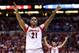 INDIANAPOLIS, IN - MARCH 31: (L-R) Chane Behanan #21 and Luke Hancock #11 of the Louisville Cardinals celebrate in the final minute against the Duke Blue Devils during the Midwest Regional Final round of the 2013 NCAA Men's Basketball Tournament at Lucas Oil Stadium on March 31, 2013 in Indianapolis, Indiana. (Photo by Streeter Lecka/Getty Images)