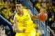 March 3, 2013; Ann Arbor, MI, USA; Michigan Wolverines guard Trey Burke (3) brings the ball down court Michigan State in the first half at Crisler Center. Mandatory Credit: Rick Osentoski-USA TODAY Sports