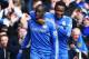 LONDON, ENGLAND - APRIL 01: Demba Ba (L) of Chelsea celebrates his goal with team mate Mikel during the FA Cup with Budweiser Sixth Round Replay match between Chelsea and Manchester United at Stamford Bridge on April 1, 2013 in London, England. (Photo by Paul Gilham/Getty Images)