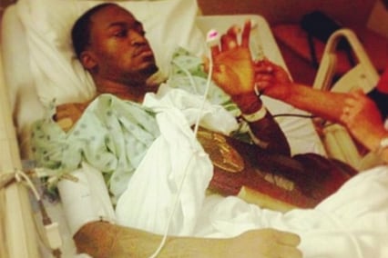 Kevin Ware Holding His Team's Regional Championship Trophy
