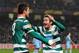 MANCHESTER, ENGLAND - MARCH 15: Diego Capel of Sporting Lisbon (R) celebrates with goal scorer Ricky van Wolfswinkel of Sporting Lisbon after he scored their second goal during the UEFA Europa League round of 16 second leg match between Manchester City FC and Sporting Lisbon at Etihad Stadium on March 15, 2012 in Manchester, England. (Photo by Shaun Botterill/Getty Images)