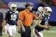 Dec 31, 2011; Atlanta, GA, USA; Auburn Tigers offensive coordinator Gus Malzahn runs the quarterbacks through drills prior to the game against the Virginia Cavaliers in the Chick Fil-A Bowl at the Georgia Dome. Mandatory Credit: John Reed-USA TODAY Sports
