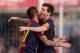 VIGO, SPAIN - MARCH 30: Cristian Tello (L) of FC Barcelona celebrsates with team-mate Lionel Messi after scoring his team's first goal during the La Liga match between RC Celta de Vigo and FC Barcelona at Estadio Balaidos on March 30, 2013 in Vigo, Spain. (Photo by Denis Doyle/Getty Images)
