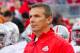 Nov 17, 2012; Madison, WI, USA; Ohio State Buckeyes head coach Urban Meyer stands prior to taking the field prior to the game against the Wisconsin Badgers at Camp Randall Stadium. Ohio State defeated Wisconsin 21-14 in overtime. Mandatory Credit: Jeff Hanisch-USA TODAY Sports