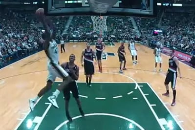 Video: Jazz's Jeremy Evans Runs from Three-Point Line to Complete Oop