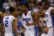 PHILADELPHIA, PA - MARCH 24: Tyler Thornton #3 of the Duke Blue Devils celebrates with teammates Quinn Cook #2 and Rasheed Sulaimon #14 and Thornton makes a shot at the buzzer at halftime against the Creighton Bluejays during the third round of the 2013 NCAA Men's Basketball Tournament at Wells Fargo Center on March 24, 2013 in Philadelphia, Pennsylvania. (Photo by Elsa/Getty Images)
