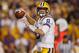BATON ROUGE, LA - NOVEMBER 10: Zach Mettenberger #8 of the LSU Tigers looks to throw a pass against the Mississippi State Bulldogs at Tiger Stadium on November 10, 2012 in Baton Rouge, Louisiana. (Photo by Chris Graythen/Getty Images)