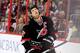 RALEIGH, NC - MARCH 07: Eric Staal #12 of the Carolina Hurricanes reacts after missing a penalty shot against Carey Price #31 the Montreal Canadiens during the second period at PNC Arena on March 7, 2013 in Raleigh, North Carolina. (Photo by Grant Halverson/Getty Images)