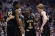 Senior guard Malcolm Armstead talks in a huddle with his teammates against Ohio State.