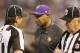 MINNEAPOLIS, MN - DECEMBER 30: Head coach Leslie Frazier of the Minnesota Vikings talks with officials during a game against Green Bay Packers on December 30, 2012 at Mall of America Field at the Hubert H. Humphrey Metrodome in Minneapolis, Minnesota. The Vikings defeated the Packers 37-34. (Photo by Andy Clayton King/Getty Images)