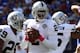 EAST RUTHERFORD, NJ - OCTOBER 11: JaMarcus Russell #2 of the Oakland Raiders looks to throw a pass against the New York Giants on October 11, 2009 at Giants Stadium in East Rutherford, New Jersey. (Photo by Jim McIsaac/Getty Images)