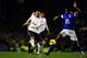 LIVERPOOL, ENGLAND - DECEMBER 09: Everton player Sylvain Distin can only watch as Spurs player Clint Dempsey scores the opening goal during the Barclays Premier game between Everton and Tottenham Hotspur at Goodison Park on December 9, 2012 in Liverpool, England. (Photo by Stu Forster/Getty Images)